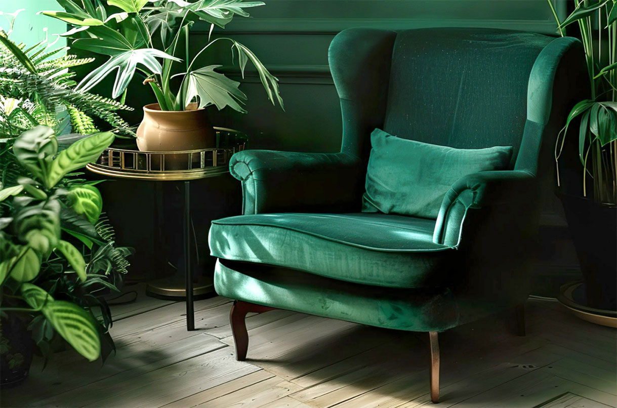 Hypnose, der Schlüssel zur inneren Freiheit - grüner Hypnosesessel